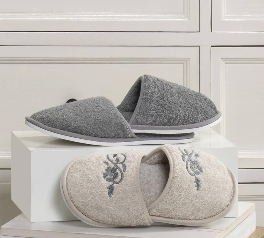 Bathrobe and towel set 12 pieces 100% cotton gray and beige