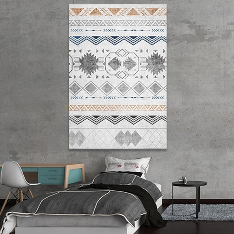 A painting with a carpet design