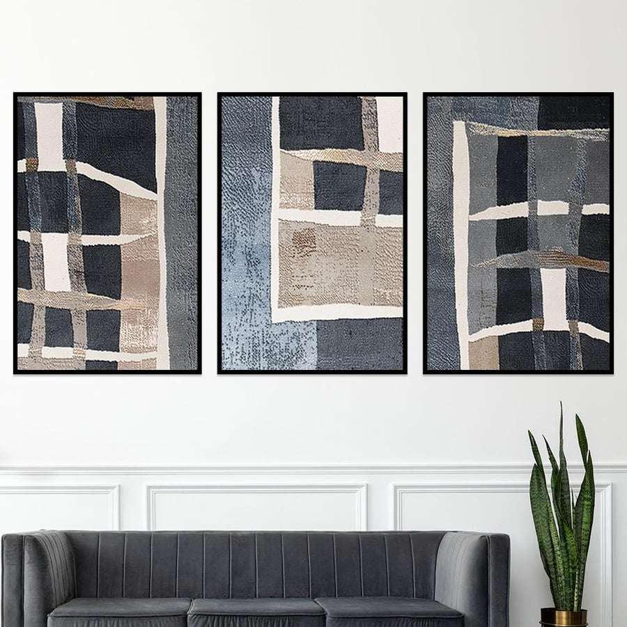 A set of 3 plates with a modern design