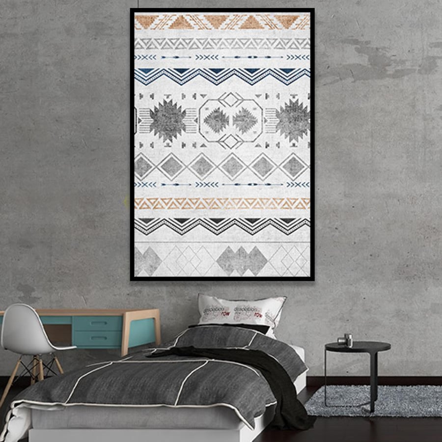 A painting with a carpet design