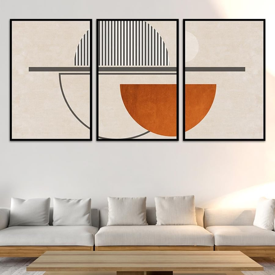 A set of 3 plates with a modern design