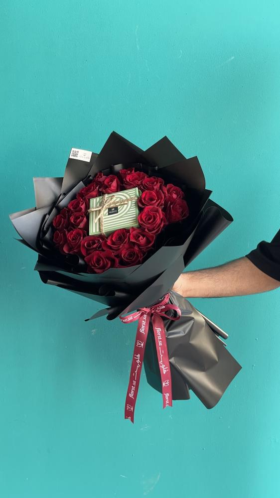 باقة جوري رائعه وشوكلت 250 غرام
