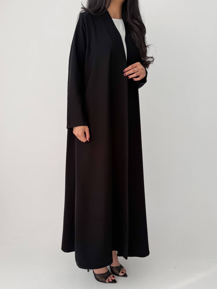 Rooted | Made of authentic Japanese crepe fabric, black, with embroidery on the collar and sleeves