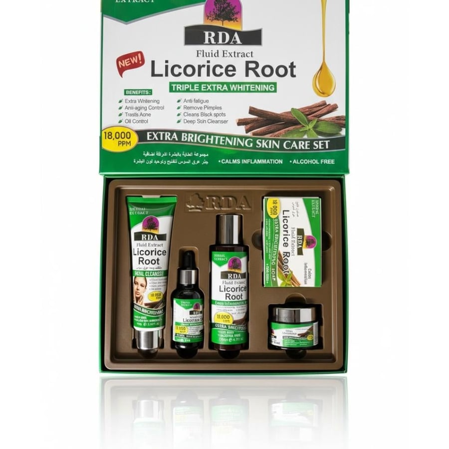 Skin care set with licorice extract for triple whitening RDA