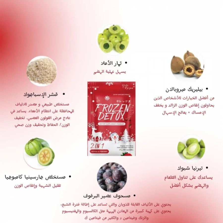 كبسولات فروزن ديتوكس 2 في 1 بالألياف – 60 كبسولة