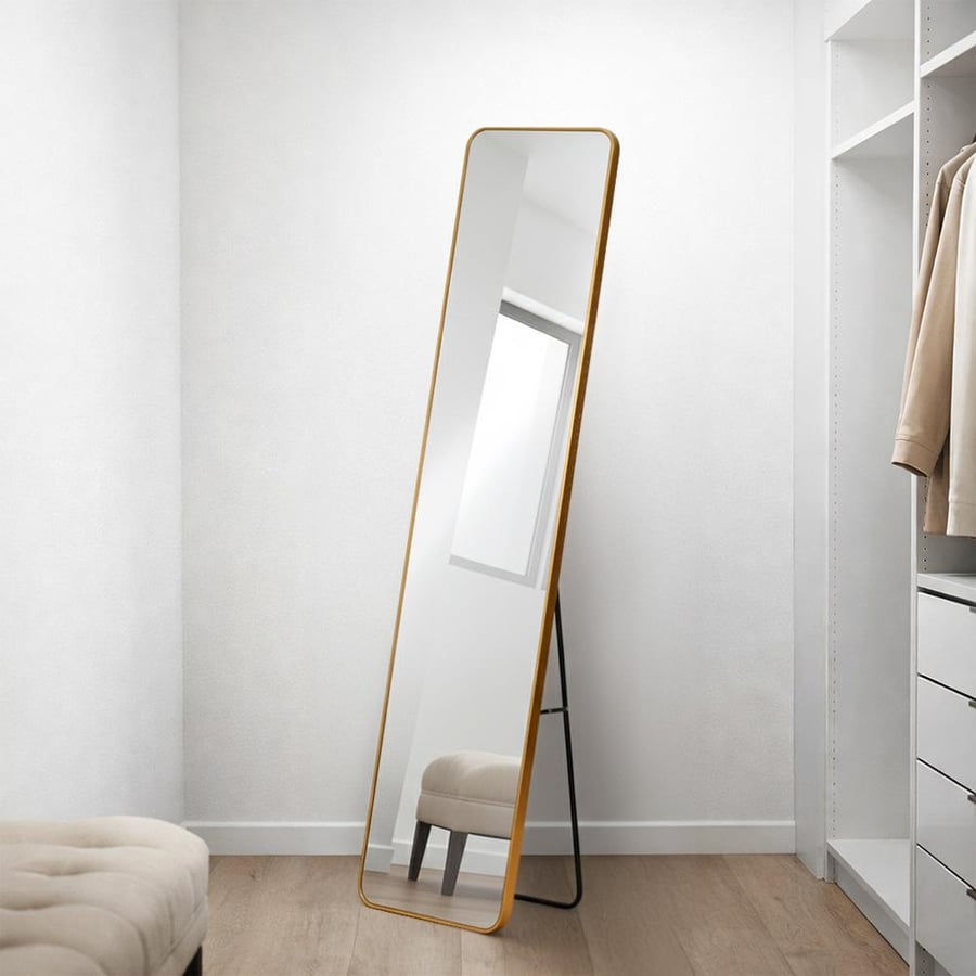 مرآة استاند عصرية بإطار معدني ذهبي 160×40 سم