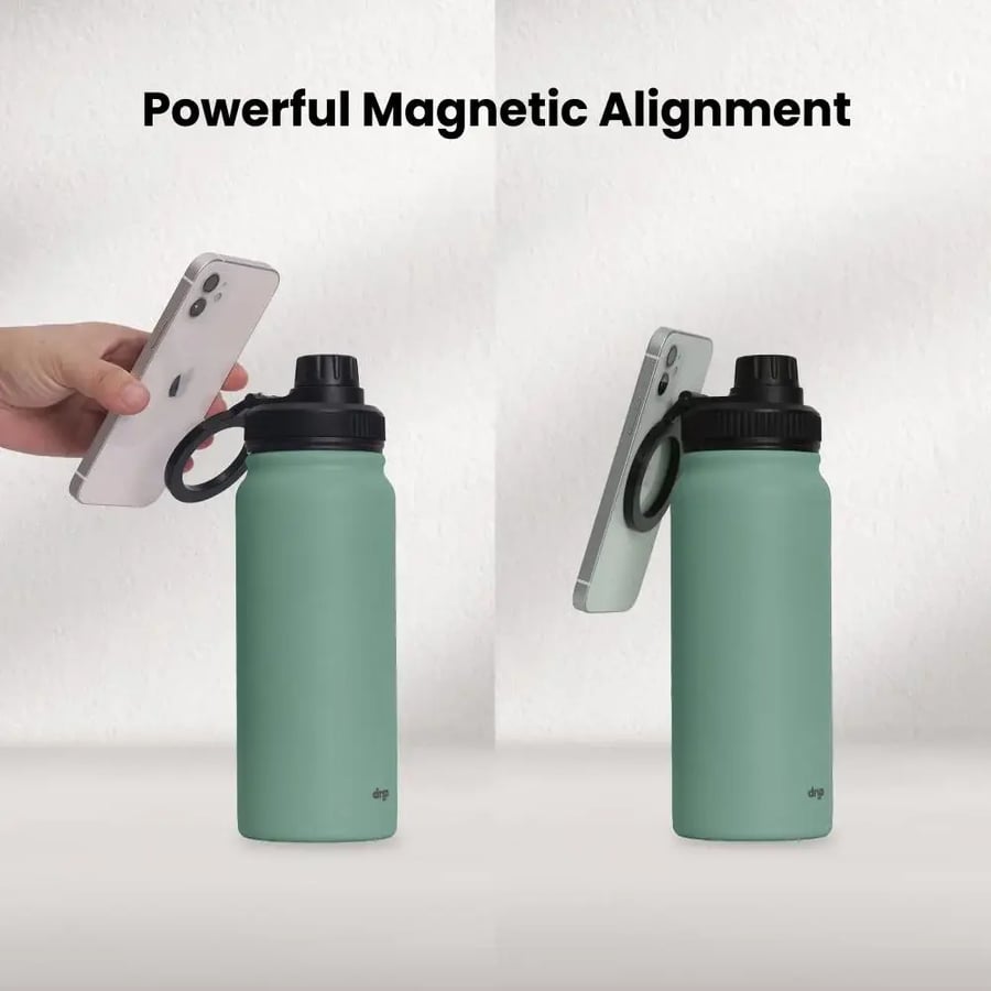 قارورة دريب ستانلس ستيل معزولة بحامل جوال MagSafe - أخضر