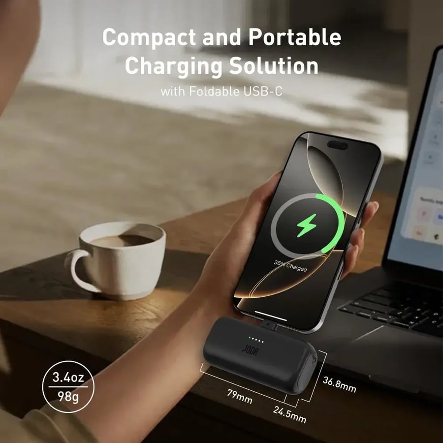 باور بنك جودا PICO 5 5000 مللي أمبير PD بموصل USB-C مدمج - أسود