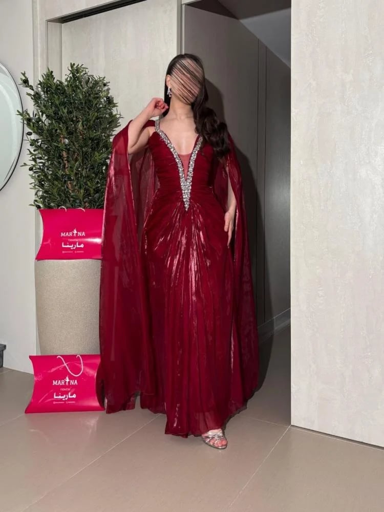 فستان ايزابيلا(فستان عودي جزار لمعه وتطريز يدوي اكمام طويله