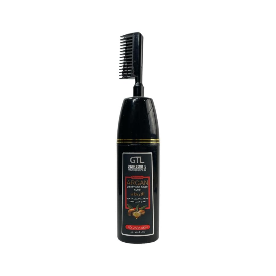 Hair dye shampoo comb with argan dark brown color 200 ml from GTL