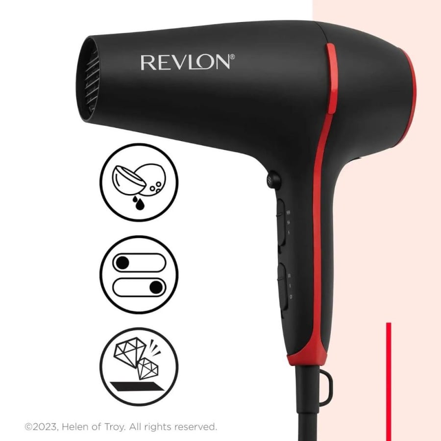 Revlon hair dryer enhanced with coconut oil - hair thickening and easy styling RVDR5317ARB