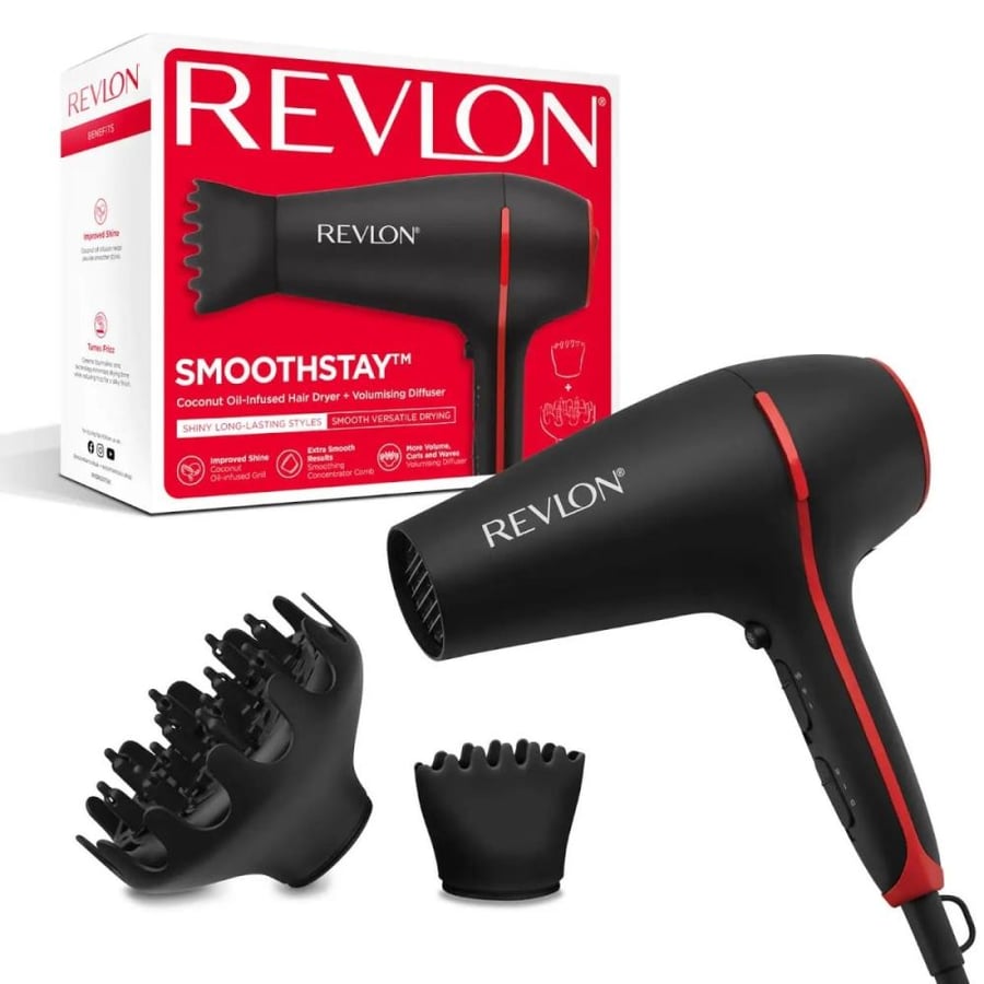 Revlon hair dryer enhanced with coconut oil - hair thickening and easy styling RVDR5317ARB