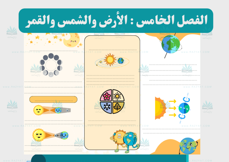 معاينة الرابعة مطوية الارض و الشمس والقمر ا علوم رابع ابتدايي مفرغة