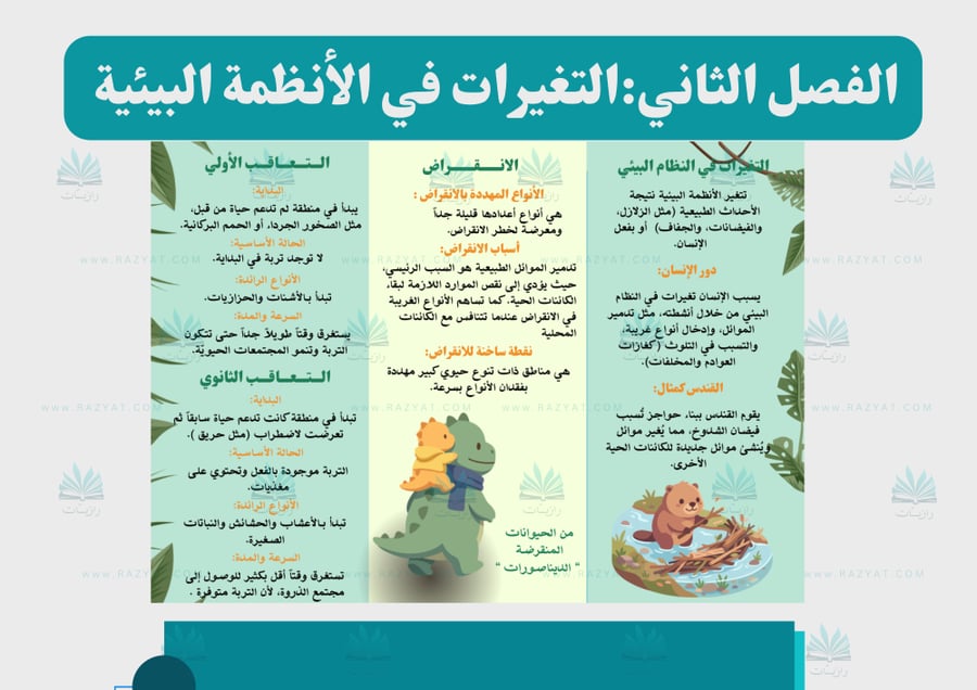 معاينة الثانية مطوية التغيرات في الانظمة البييية علوم خامس ابتدايي