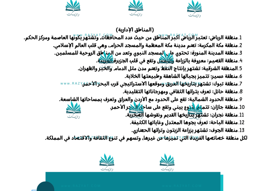 معاينة الثالثة مطوية المناطق الادارية بالسعودية دراسات اجتماعية خامس
