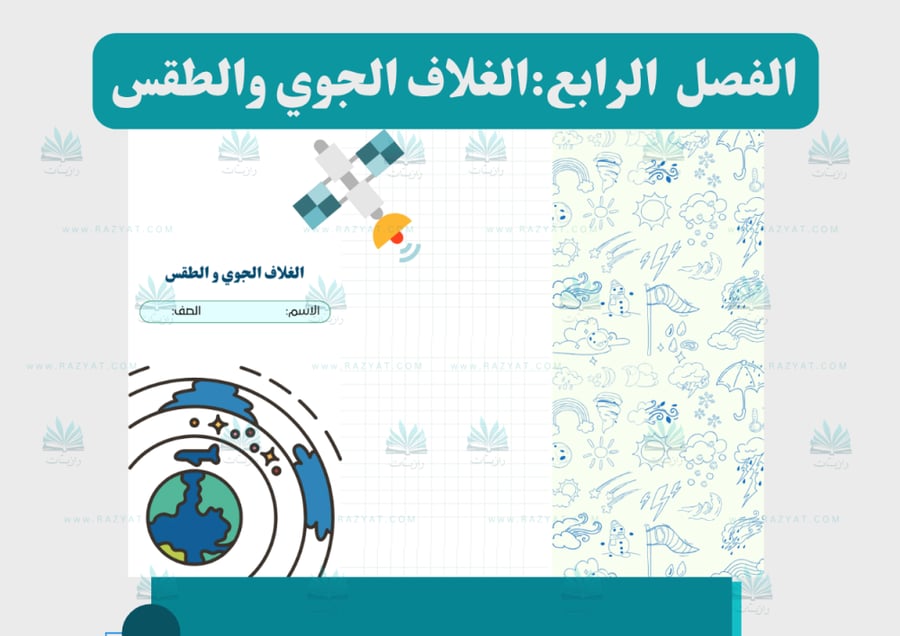 صورة مطوية الغلاف الجوي والطقس علوم خامس ابتدايي جاهزة للطباعة