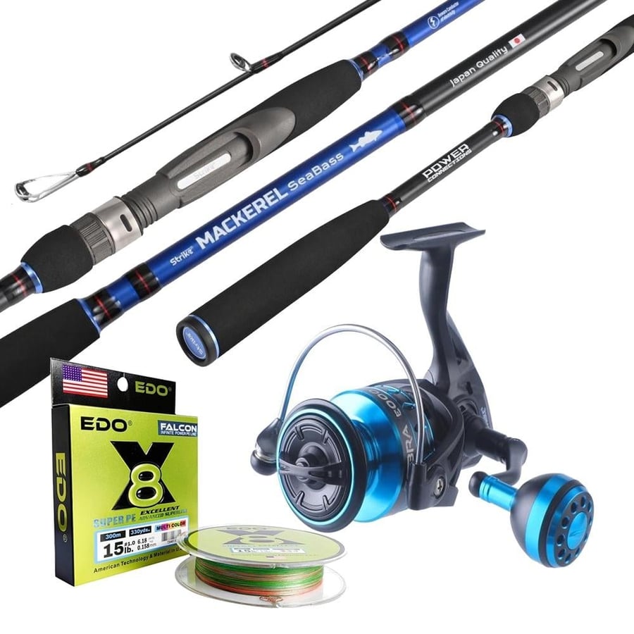 STRIKE SEABASS 240cm Shore Fishing Combo with COBRA 3000 Reel and EDO
