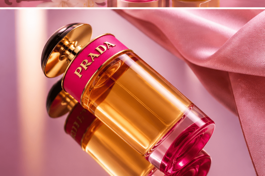 عطر برادا كاندي او دو بارفيوم للنساء 80 مل بزجاجة ذهبية وردية وغطاء اس