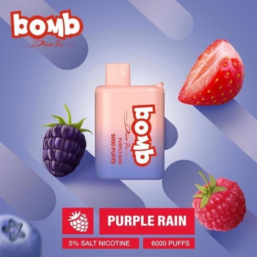سحبة بومب 6000 موشة توت فراولة BOMB 6000 PUFF PURPLE RAIN