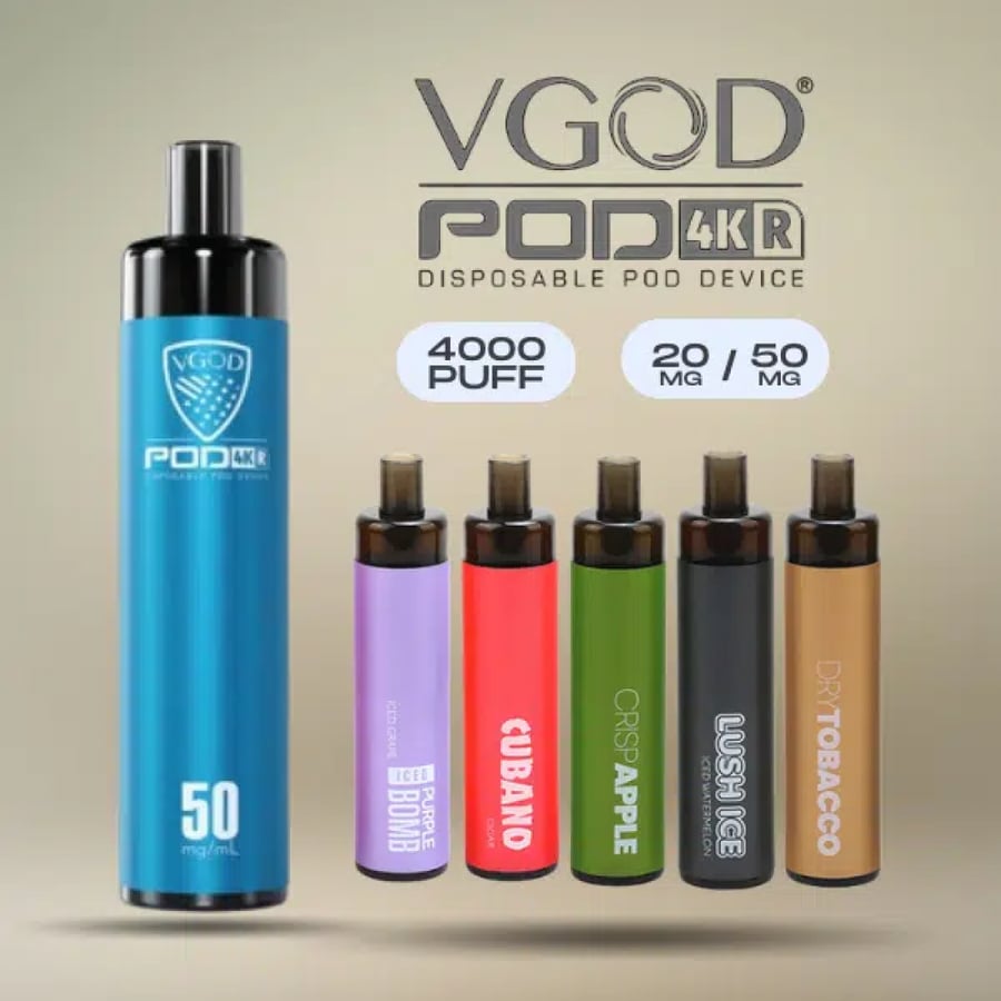 سحبة فيقود 4k ابل بومب ايس تفاح بارد 4000 موشة VGOD POD 4K Disposable Apple Bomb ICED 4000 PUFFS