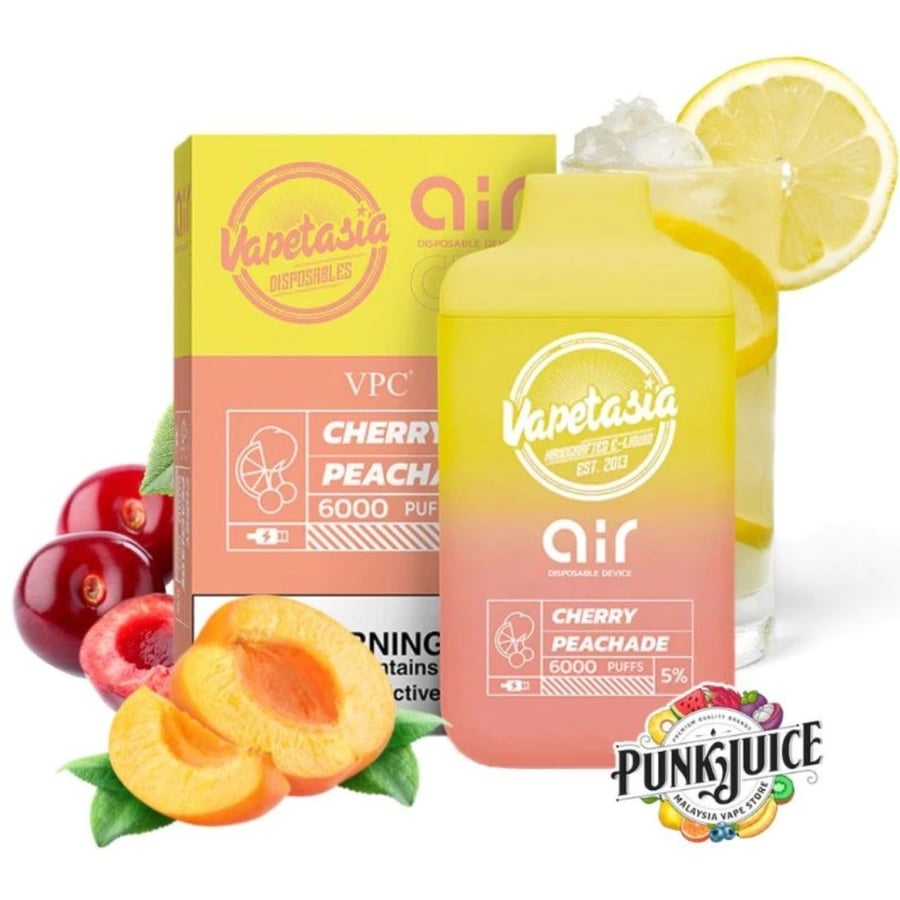سحبة سيجارة فيبتازيا اير 6000 موشة كرز خوخ VAPETASIA AIR Cherry Peachade 6000 PUFFS