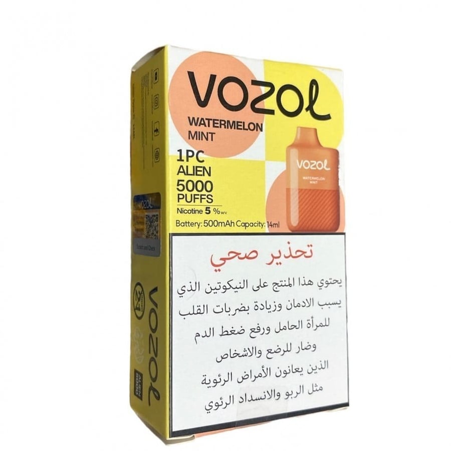 سحبة فوزول الين 5000 موشة بطيخ نعناع VOZOL ALIEN DISPOSABLE 5000 PUFF WATERMELON MINT