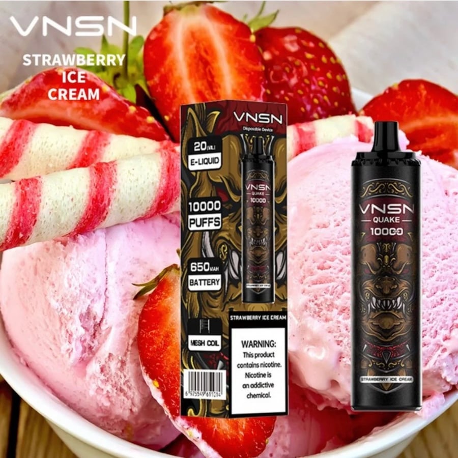 سحبة فنسن فراولة ايسكريم 10,000 موشة - VNSN QUAKE STRAWBERRY ICE CREAM 10,000 PUFFS