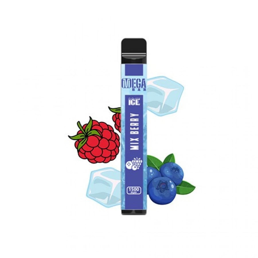 سحبة ميجا بار كوكتيل توت بارد مشكل 1500 موشة - MEGA BAR Mixed Berry Ice 1500 Puffs Disposable