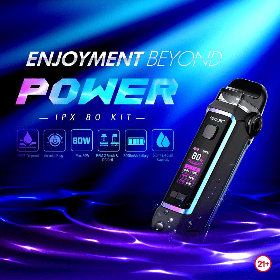 شيشة و سحبة سيجارة اي بي اكس 80 الجديد من سموك 80 واط - SMOK IPX 80 POD KIT 80W