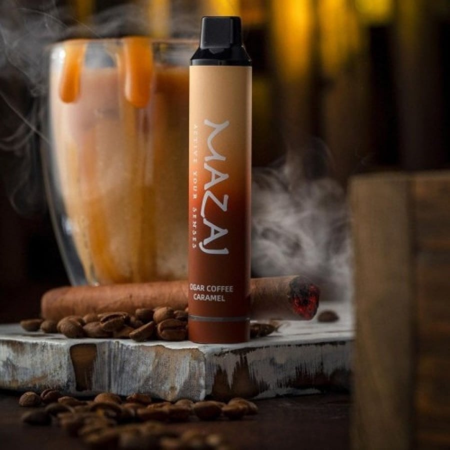 سحبة جاهزة مزاج تيتان 3000 موشة نكهة سيجار كوفي كراميل - MAZAJ TITAN Cigar Coffee Caramel 3000 Puff Disposable