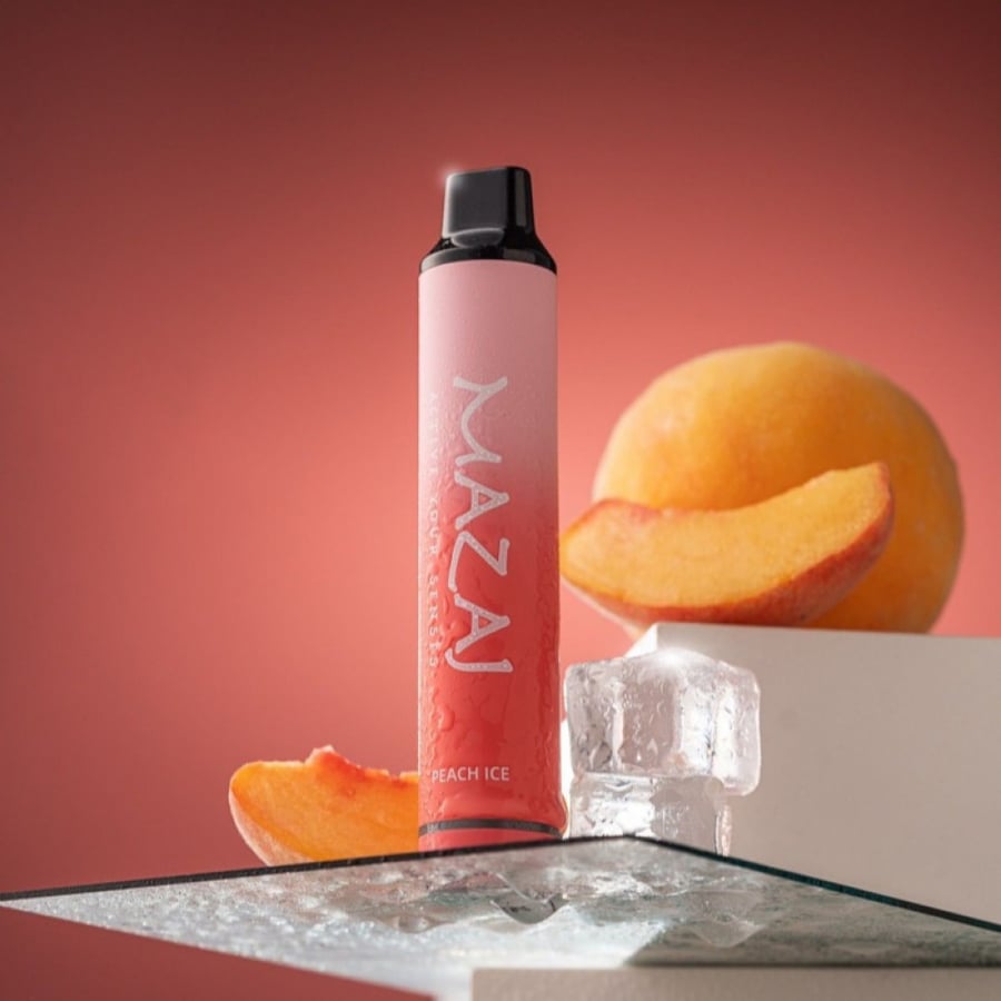 سحبة جاهزة مزاج تيتان 3000 موشة نكهة خوخ ايس (قابله للشحن) Mazaj TITAN Peach ICE 3000 Puff disposable
