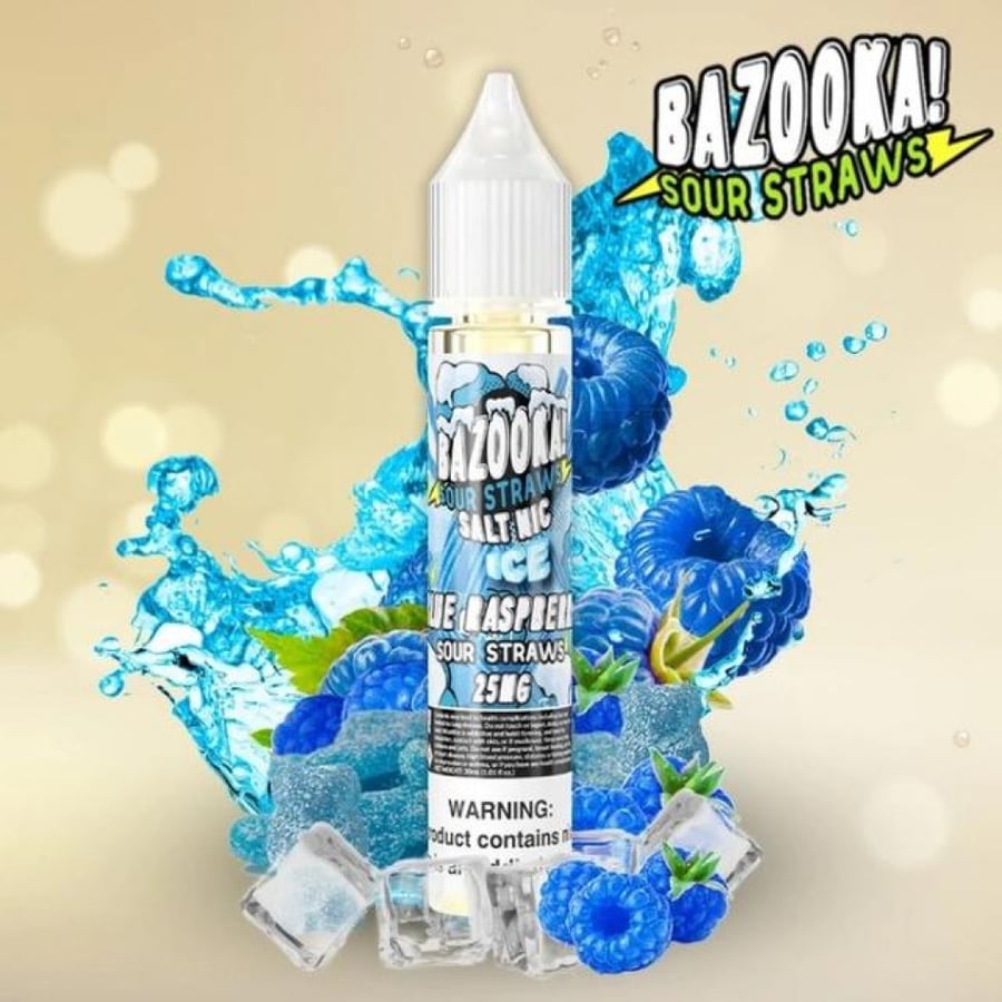 Bazooka Blue Raspberry ice Sour Straws - Salt Nicotine