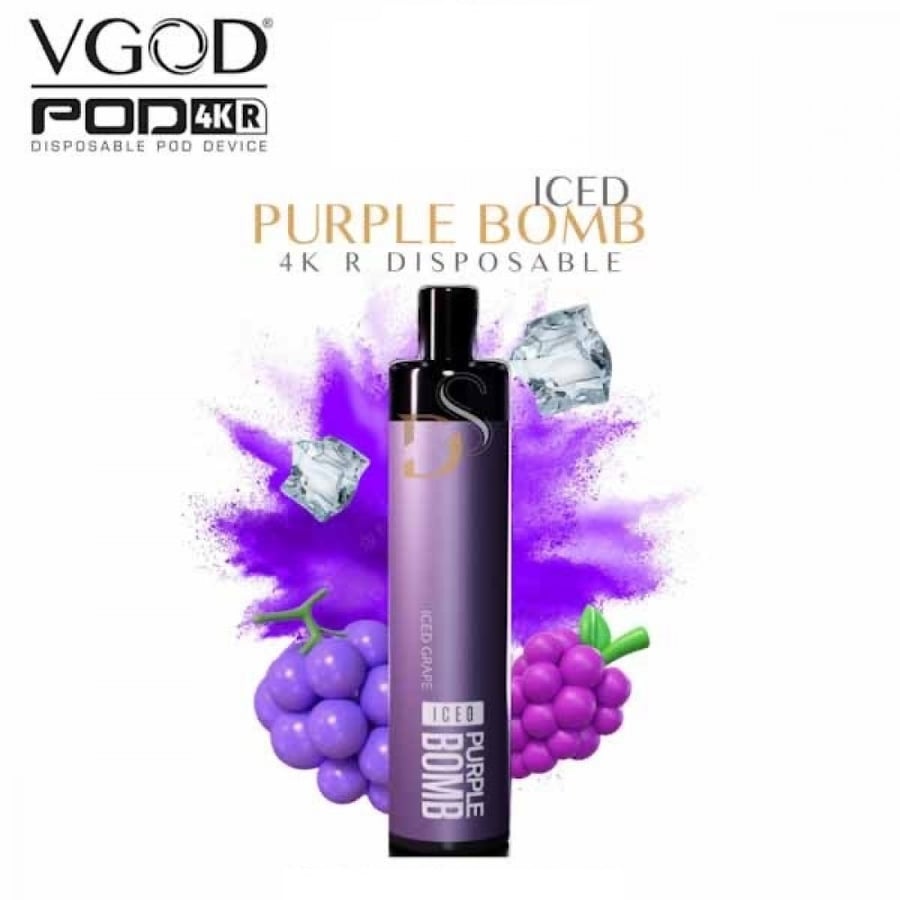 سحبة فيقود 4k عنب بارد 4000 موشة VGOD POD 4K Disposable PURPLE BOMB ICE 4000 PUFFS