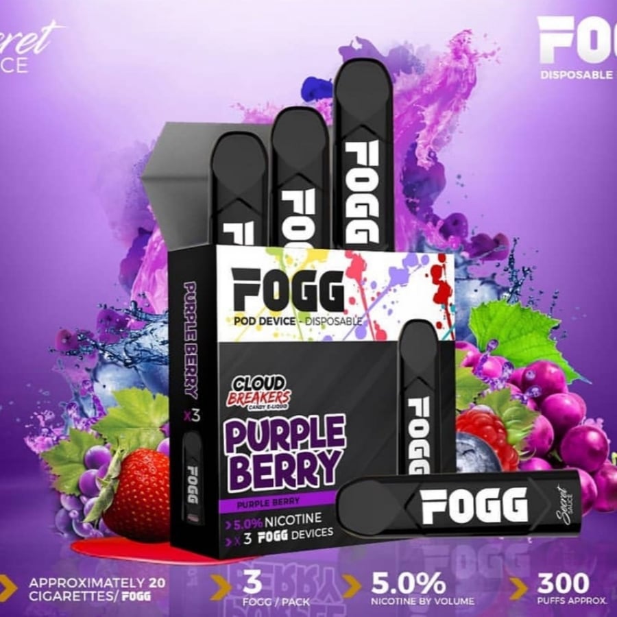 سحبة سيجارة فوج كلاود بريكرز - FOGG PURPLE BERRY SaltNic Pod-pack of 3