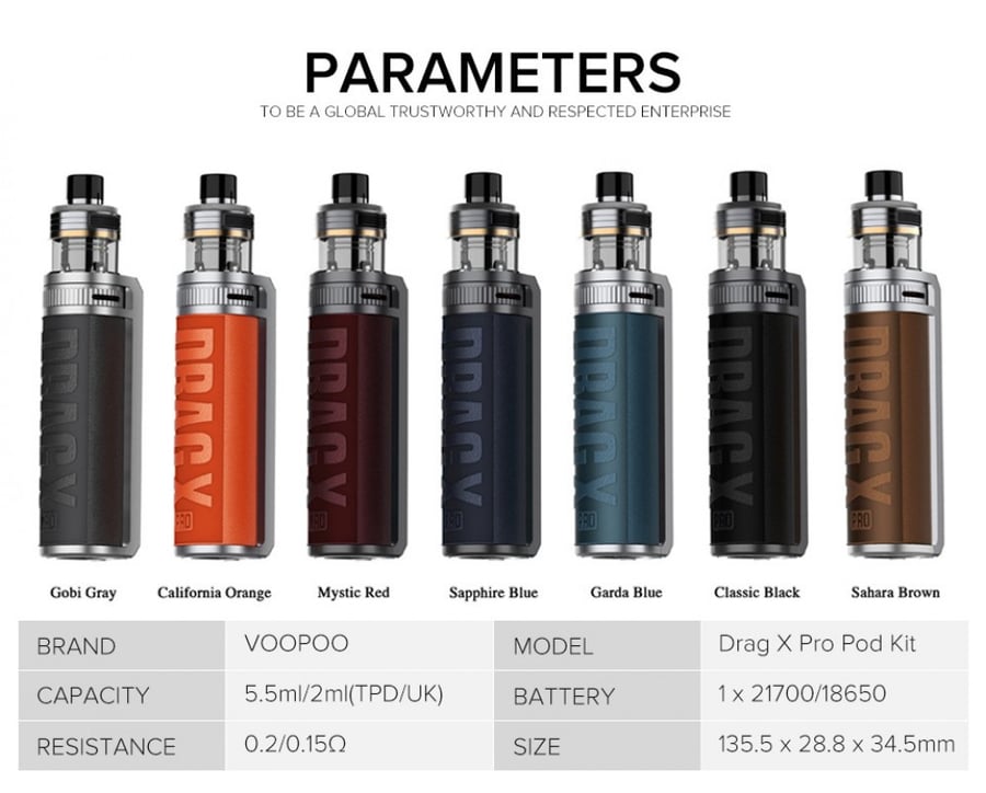 شيشة و سحبة دراق اكس برو من فوبو - VOOPOO DRAG X PRO 100W