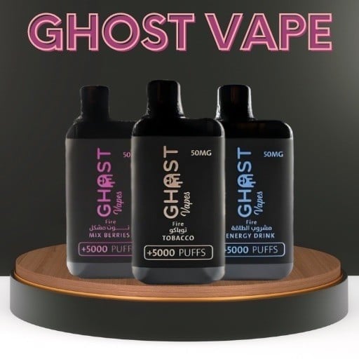سحبه قوست فيب ايس خوخ 5000 موشة - Ghost Vapes PEACH ICE 5000 Puff Disposable