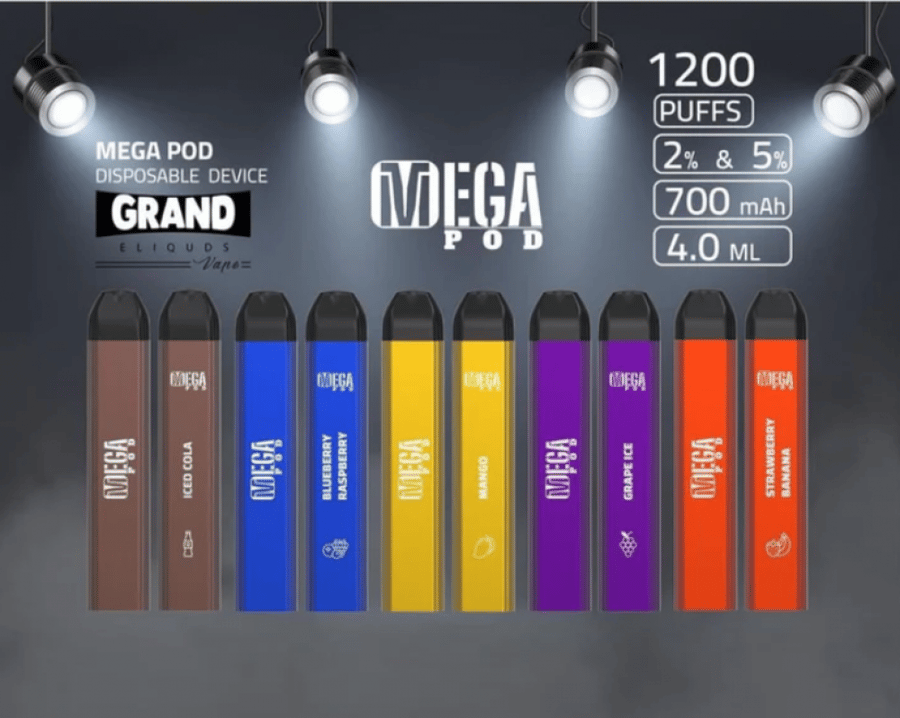 سحبة سيجارة ميقا 1200 موشة نكهة المانجو - MEGA Pod Disposable 1200 puffs MANGO