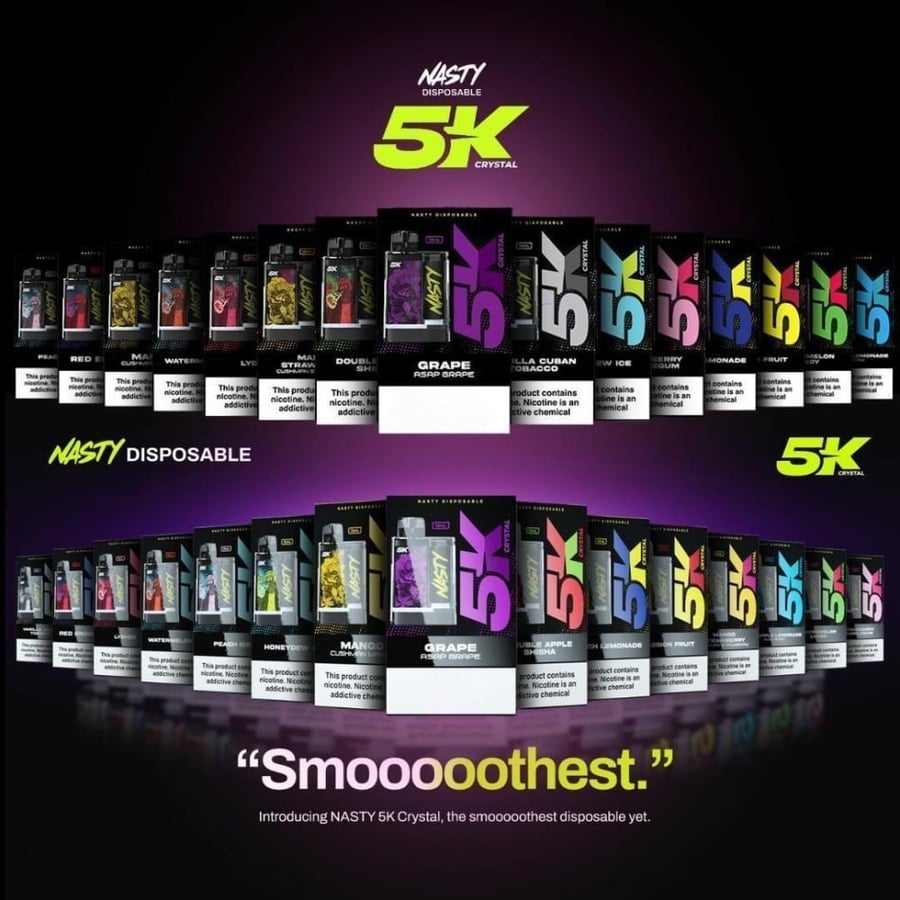 سحبة ناستي كريستال 5K تفاحتين شيشة 5000 موشة - NASTY CRYSTAL 5K DOUBLE APPLE SHISHA 5000 PUFFS