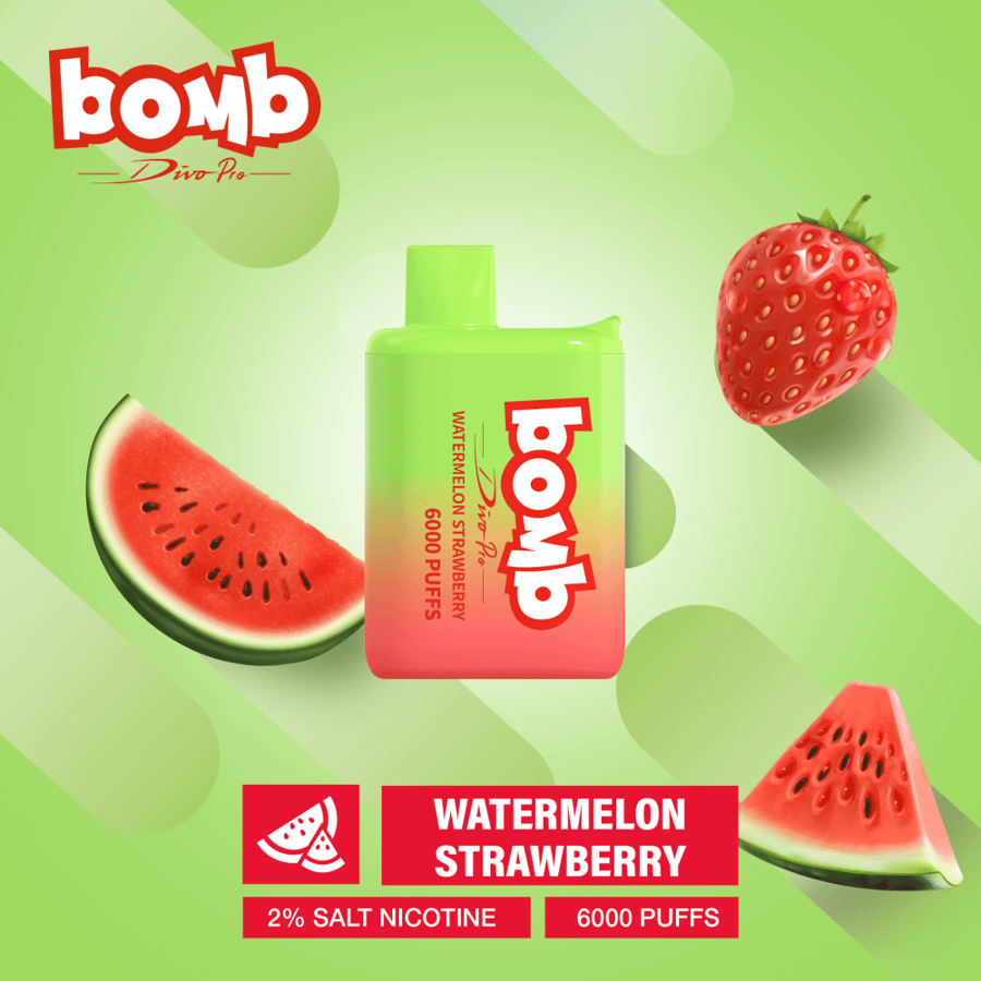 سحبة بومب 6000 موشة بطيخ فراولة BOMB 6000 PUFF WATERMELON STRAWBERRY