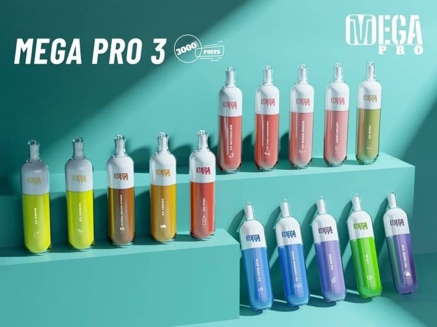 سحبة ميجا برو 3 عنب توت بارد 3000 موشة Mega Pro 3 Grape Rasberry ICE 3000 Puffs