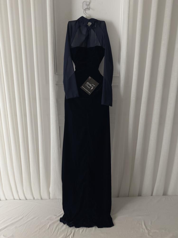 Navy blue velvet dress