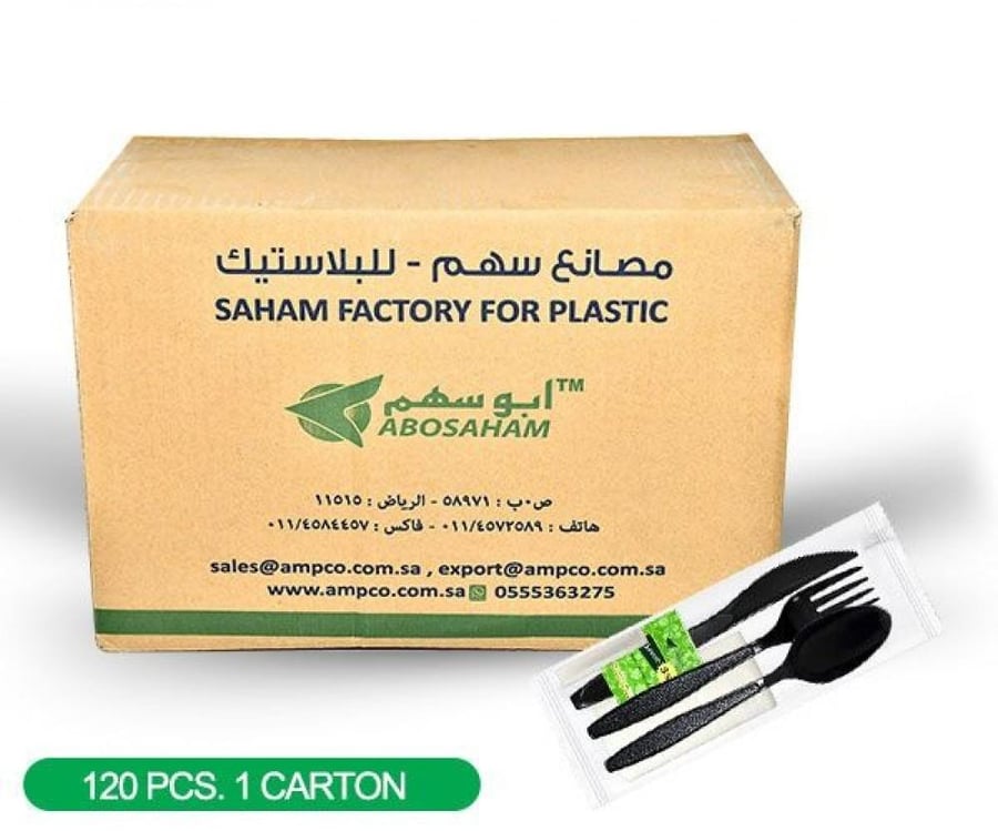 كرتون ادوات الطعام VIP (ملعقة+شوكة+سكين+منديل ورقى+منديل معطر + عود اسنان ) 6× 1 - الشد عدد 12 علبة×10كيس