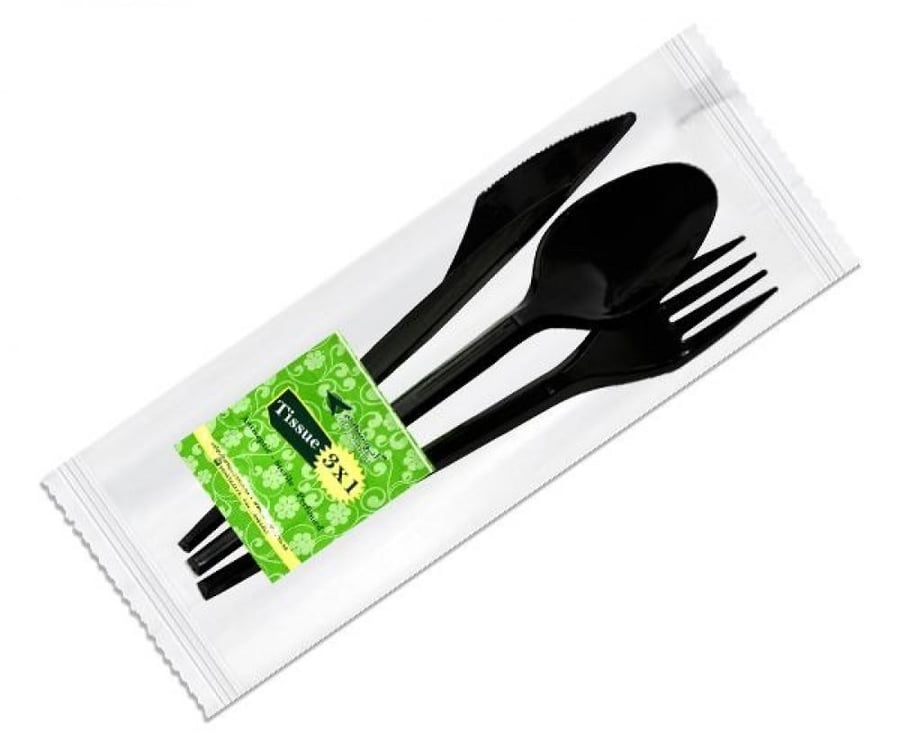 ادوات الطعام عاديه4× 1 (ملعقة+شوكة+سكين+منديل معطر ) - الشد 200 مجموعه