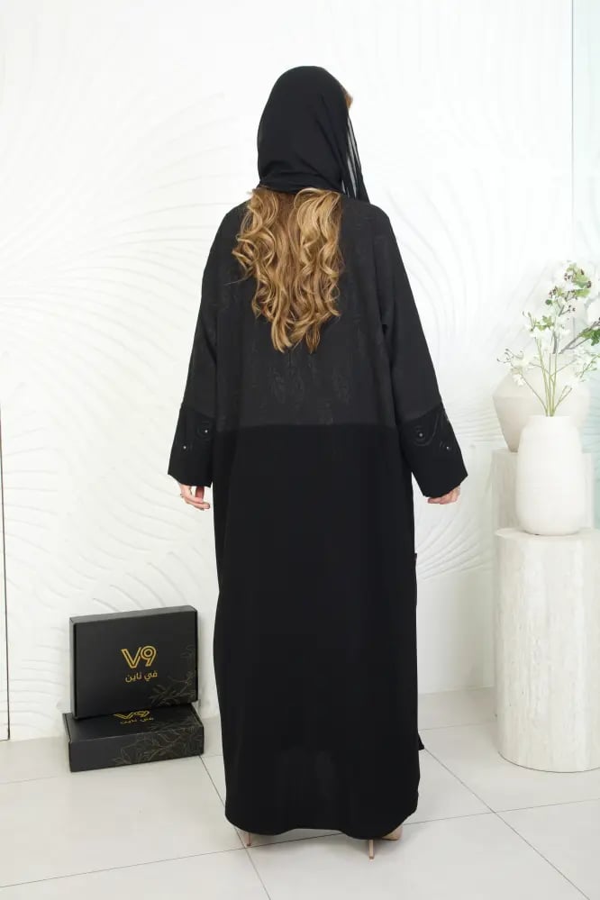 عباية بقماشين جاركار وسادة مع تطريز فصوص وقيطان