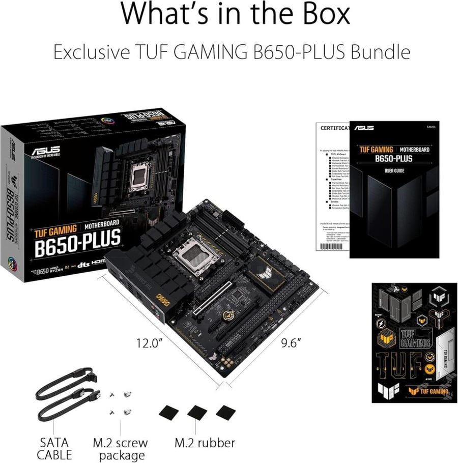 اللوحة الأم من أسوس طراز تاف جيمنج B650-PLUS لمعالجات آي إم دي مع ذاكرة DDR5 بتصميم ATX