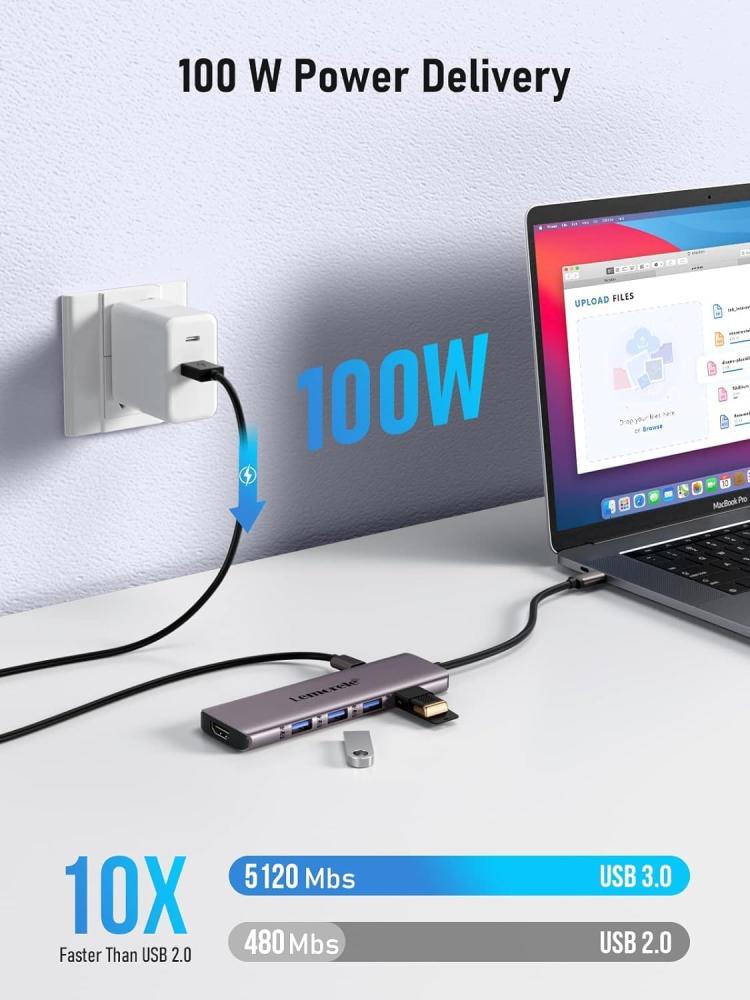 قاعدة شحن USB C للابتوب 7 في 1