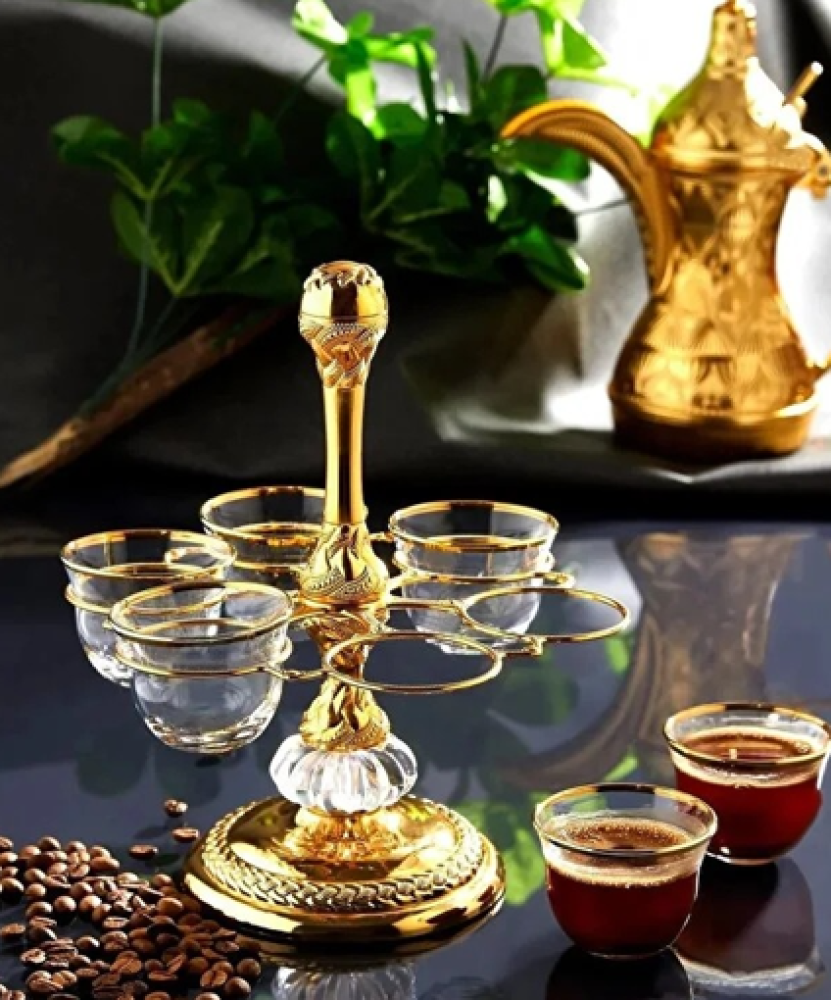 طقم مِرّة زمزم بقاعدة مع حامل تمر وستاند - قهوة عربية