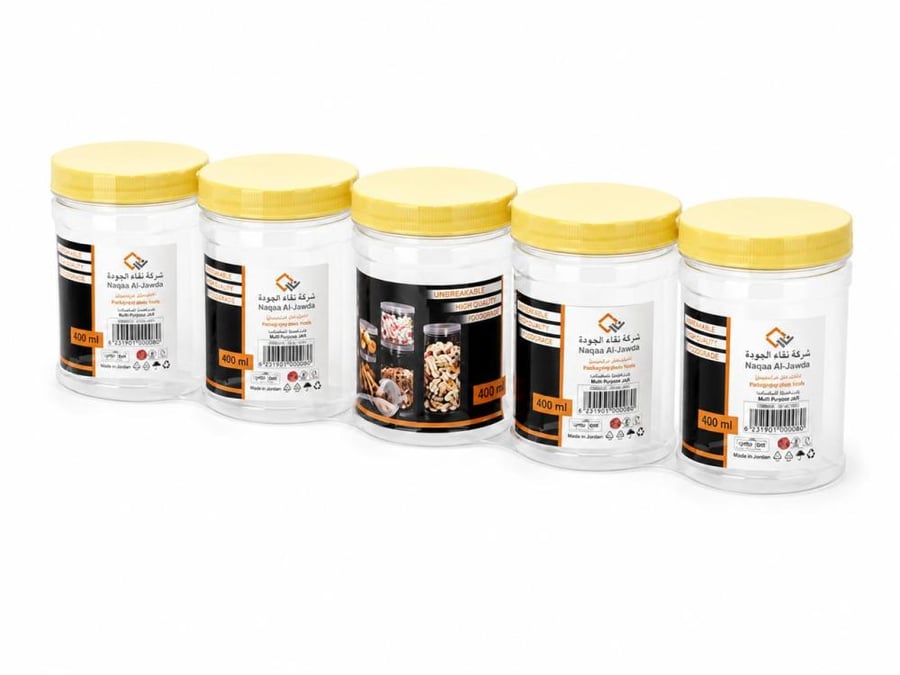 علب متعددة الاستعمالات غطاء اصفر نقاء الجودة 400 مل 5 علب