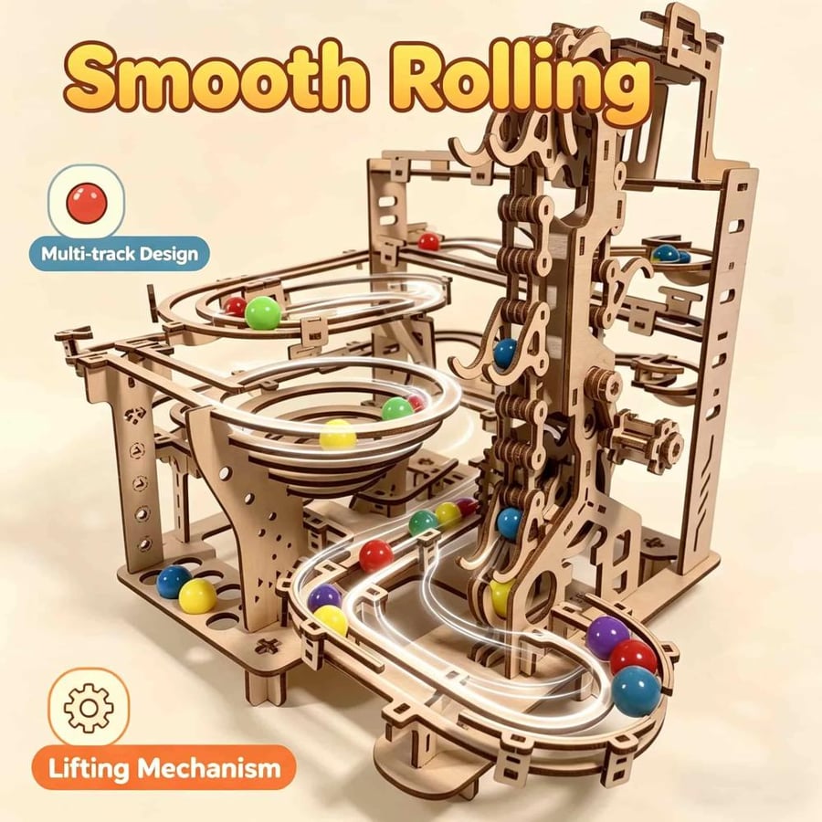 متاهة المسارات الميكانيكية الرخامية الخشبية 3D Marble Run