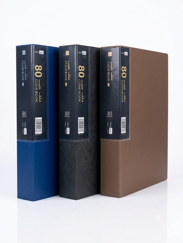 ملف عرض المستندات "لينو" (Leeno) - 80 جيباً، غلاف فاخر - (Clear Book)